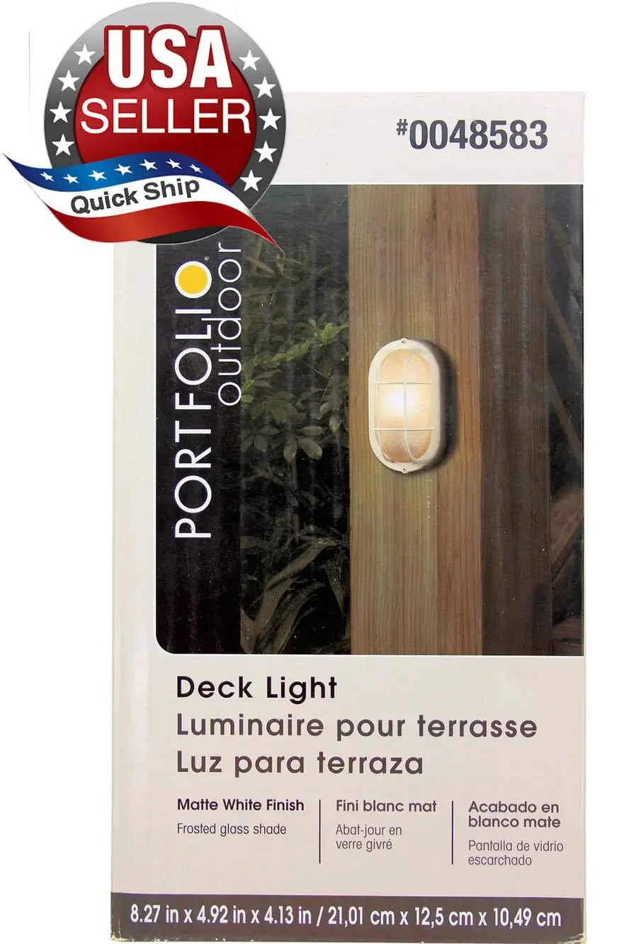 SET OF 4 Portfolio 8-1/4-in White Outdoor Flush-Mount Deck Post Wall Light • NIB
